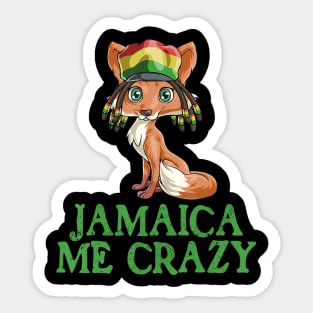 Jamaican Me Crazy Flag Fox T shirt Hair Funny Reggae Gift Sticker